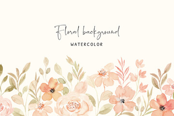 Hand drawn watercolor floral border