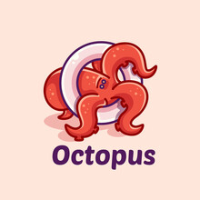 Octopus Letter O Mascot Logo Template