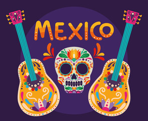 Wall Mural - mexico skull and guitar