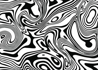 Aufkleber - Black and white background with glitched curves and wavy lines.