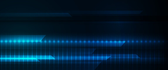 Fototapete - Vector abstract line pattern, digital hi tech technology design and light effect. High speed movement and connection, dark blue background. Illustration futuristic, communication, cyberspace concept.
