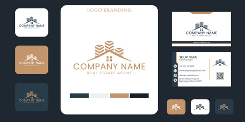 home logo design real estate construction architecture and building logos with business card design 