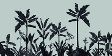 Grayscale Jungle Landscape Vector Design