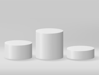 Poster - 3D Grey Cylinder Podium Isolated