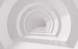 Fototapeta Przestrzenne - White circular tunnel, 3d rendering.