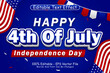 Happy 4th Of July Independence Day Editable Text Effect 3 Dimension Emboss Modern Style