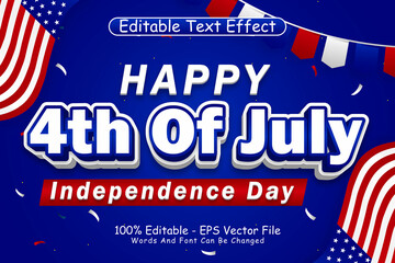 Canvas Print - Happy 4th Of July Independence Day Editable Text Effect 3 Dimension Emboss Modern Style