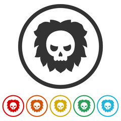 Sticker - Human skull icons in color circle buttons