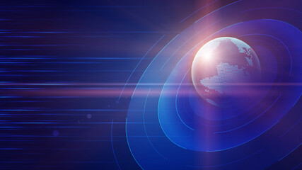 Poster - digital globe floating on a line face turntable internationalization technology concept