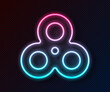 Glowing neon line Fidget spinner icon isolated on black background. Stress relieving toy. Trendy hand spinner. Vector