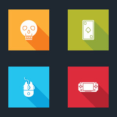 Sticker - Set Skull, Playing card with diamonds, Computer mouse gaming and Portable video game console icon. Vector