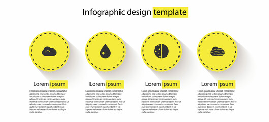 Sticker - Set Cloud, Water drop, Eclipse of the sun and Fog and cloud. Business infographic template. Vector