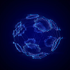 Poster - futuristic 3d shape with glitch effect. data transfer failure. retro futurism concept. virtual reali