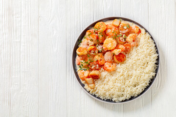 Poster - shrimps and scallops with coconut sauce and rice