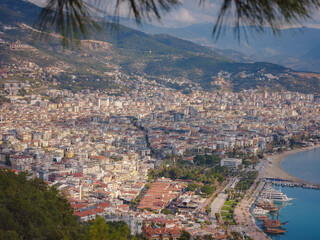 Wall Mural - Alanya, turkey, winter walk by mediterranean sea