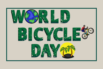 Wall Mural - World bicycle day retro design landscape