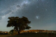 Beautiful night landscape with Milky way and Magellanic galaxy at campsite in Sossusvlei , Sesriem camp , Namibia