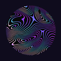 Aufkleber - Holographic circle with glitched and distorted texture. Abstract geometric illustration for poster or logotype.