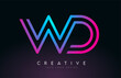 © twindesigner - Monogram Lines WD W D Letter Logo Design. Creative Icon Modern Letters Vector Logo.