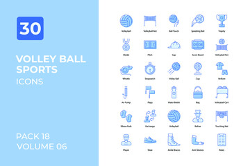 Volley ball sports set in two tone color version. Flaticon collection set.