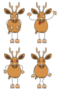 Cerf caricature dans différentes postures