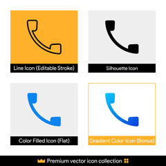 Poster - call or dial button vector icon collection for website design, app, ui, isolated on background. icon