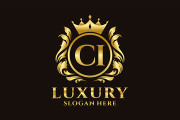 Initial CI Letter Royal Luxury Logo template in vector art for luxurious branding projects and other vector illustration.