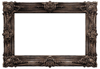 Decorative frame for paintings or photos. Handcrafted illustration with classic antique framework.	