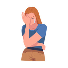 Crying Woman Character Weeping And Sobbing From Sorrow And Grief Feeling Sad And Upset Vector Illustration