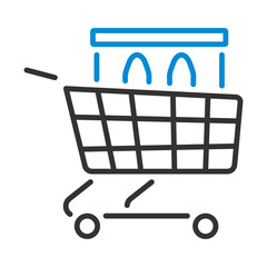 Poster - Shopping Cart With Shoes In Box Icon