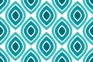 Wall Mural - abstract eye shapes blue seamless pattern.