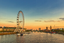 Sunset Of The Thames River In London