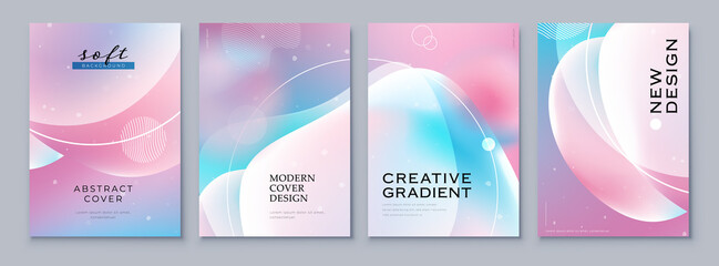 Wall Mural - fluid abstract gradient background cover design. modern style poster, brochure or flyer with pastel 