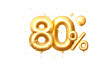 80 Off balloons, discount sale, balloon in the form of a digit, golden confetti. Vector