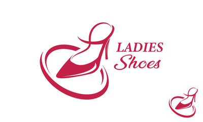 Ladies Shoes Logo Design Template. elegance high heel footwear logo. Women's shoes template. Fashion and Feminine logo design template.
