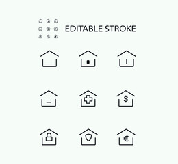 Poster - Simple Set of House Related Vector Line Icons. Contains such Icons as Houses. Editable Stroke. 72x72 Pixel Perfect.
