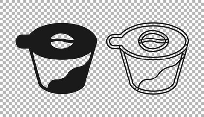 Sticker - Black Pour over coffee maker icon isolated on transparent background. Alternative methods of brewing coffee. Coffee culture. Vector