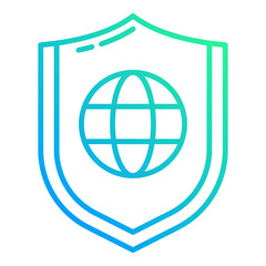 shield and globe icon on transparent background