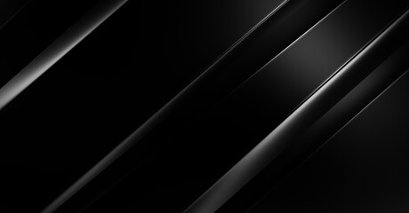 3d style black background with geometric layers. Abstract  dark futuristic wallpaper. Elegant glossy stripes backdrop. Geometrical template design for poster, brochure, presentation, website.