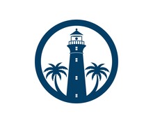 Circle Shape With Lighthouse And Palm Tree