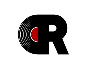 Sticker - Vinyl music with R letter initial