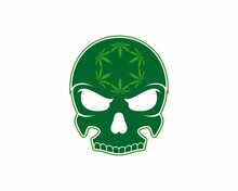 Skull Head With Cannabis Leaf Inside Vector