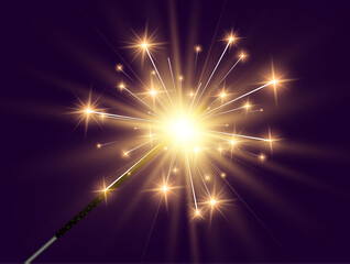 Wall Mural - Vector illustration of sparklers on a transparent background.	