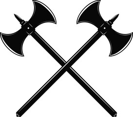 Wall Mural - Crossed Double Bit Axe in Vector