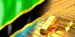 Tanzania flag and gold ingots - 3D illustration