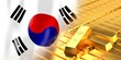 South Korea flag and gold ingots - 3D illustration