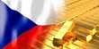 Czech Republic flag and gold ingots - 3D illustration