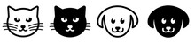 Set Of Dog And Cat Head Icons. Pet Symbol, Dog And Cat Template. Pet Shop Logo. Vector.