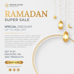 Poster - Ramadan Kareem Sale Banner Islamic Ornament Lantern Background, Ramadan sale social media post with empty space for photo