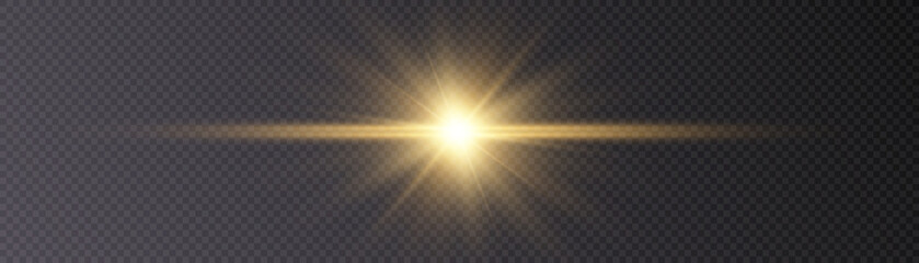 Leinwandbilder - Bright Star. Transparent glossy gradient glitter, bright flash. PNG texture. Sun light effect.Vector